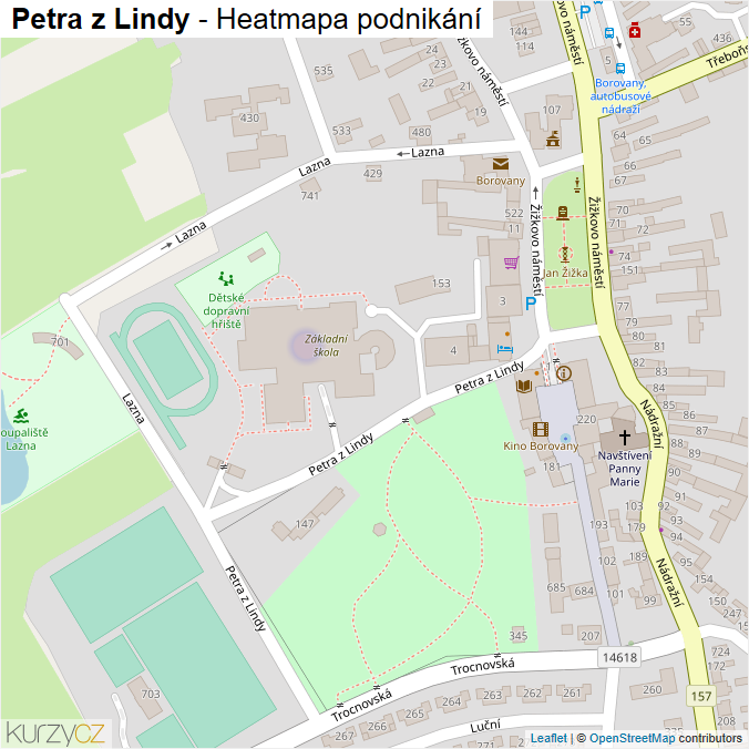 Mapa Petra z Lindy - Firmy v ulici.