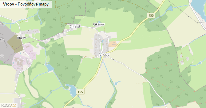 Vrcov - záplavové mapy stoleté vody