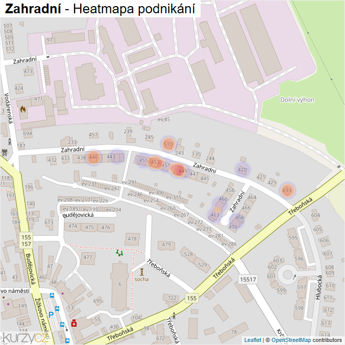 Mapa Zahradní - Firmy v ulici.