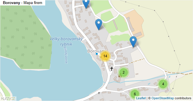 Borovany - mapa firem