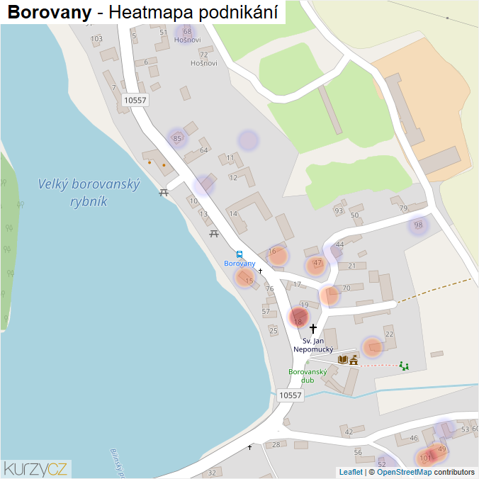 Mapa Borovany - Firmy v části obce.