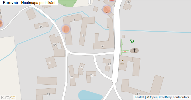 Borovná - mapa podnikání