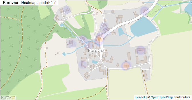 Borovná - mapa podnikání
