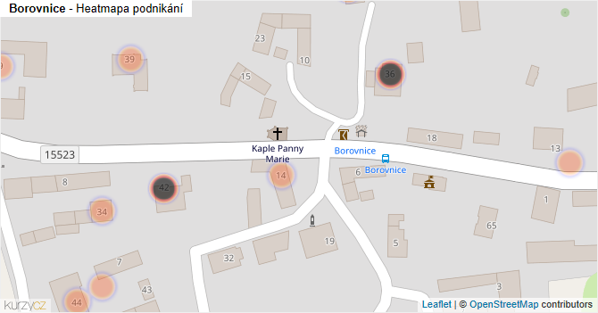 Borovnice - mapa podnikání
