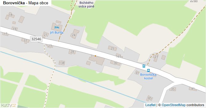 Borovnička - mapa obce