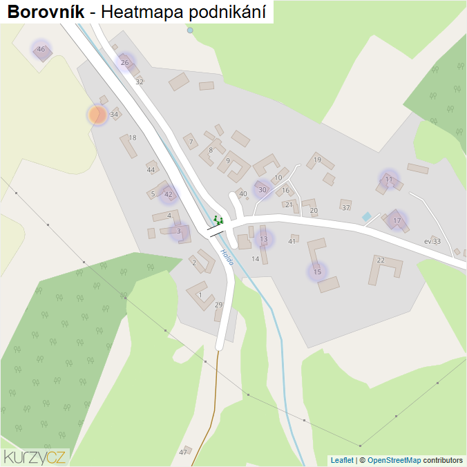Mapa Borovník - Firmy v části obce.
