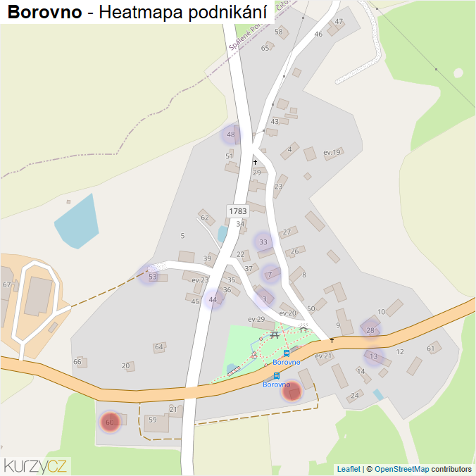 Mapa Borovno - Firmy v části obce.