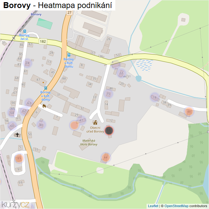 Mapa Borovy - Firmy v části obce.