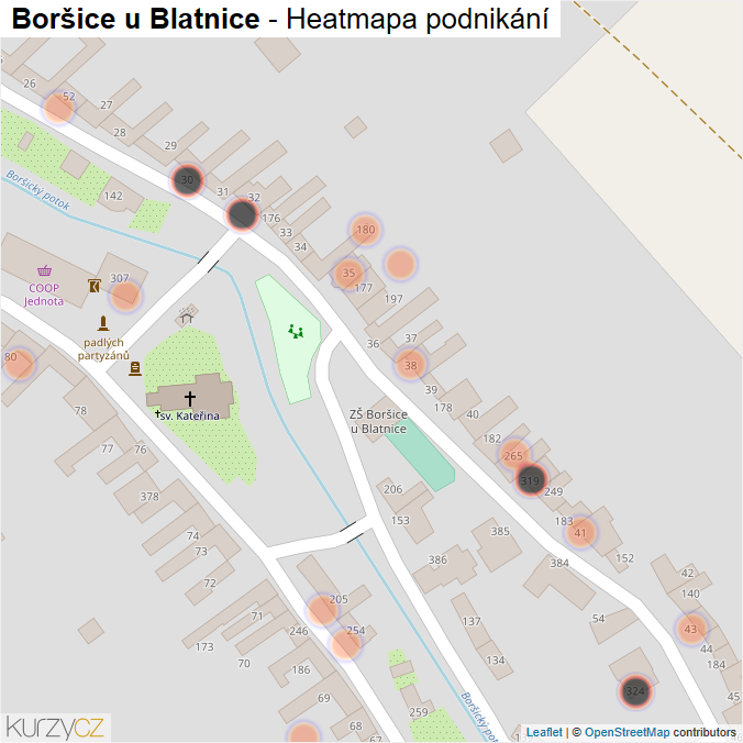 Mapa Boršice u Blatnice - Firmy v obci.