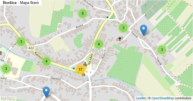 Boršice - mapa firem