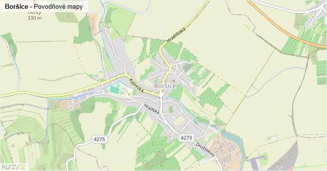 Boršice - záplavové mapy stoleté vody
