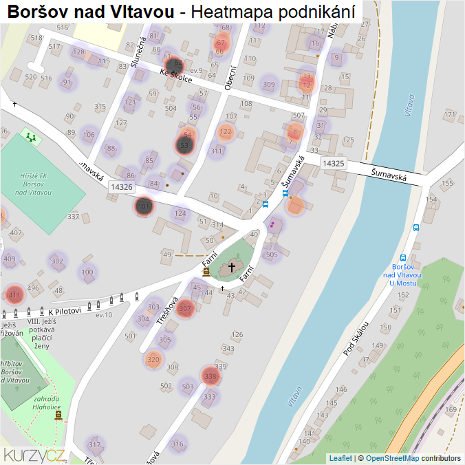 Mapa Boršov nad Vltavou - Firmy v části obce.