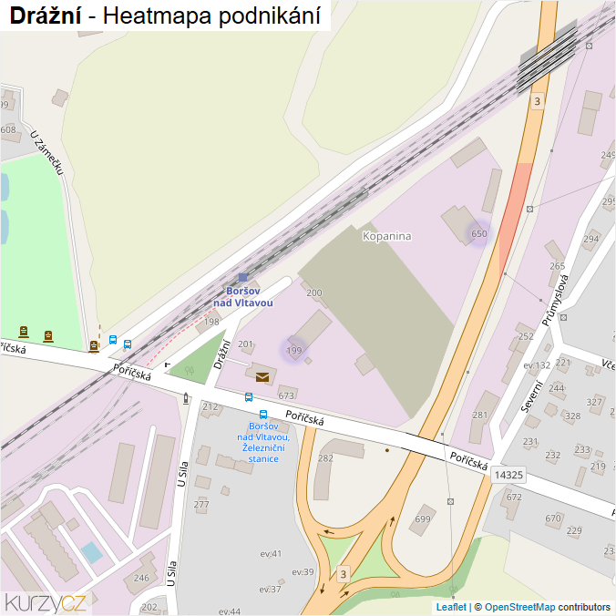 Mapa Drážní - Firmy v ulici.