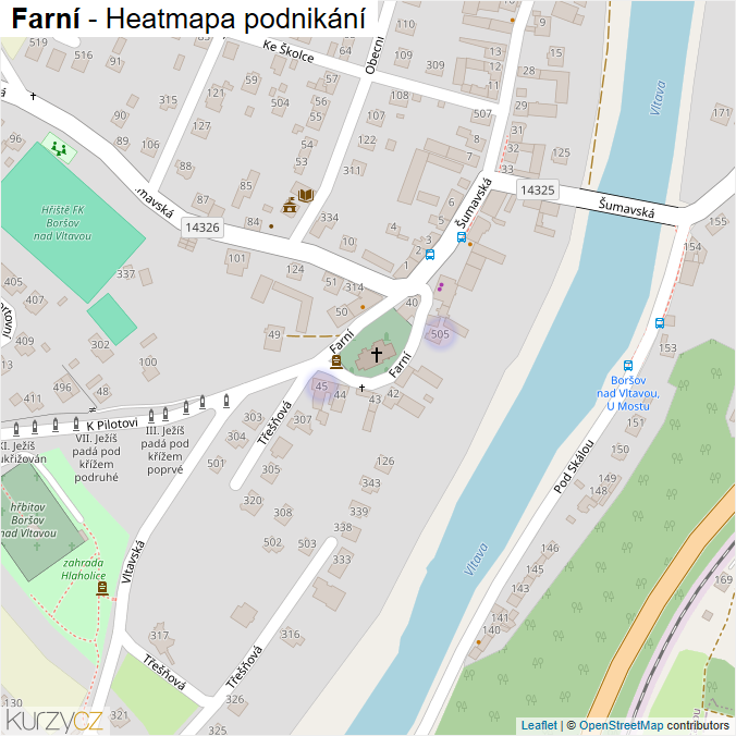 Mapa Farní - Firmy v ulici.