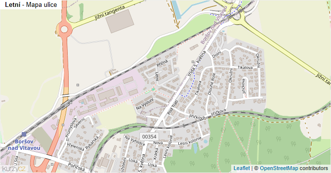 Letní - mapa ulice