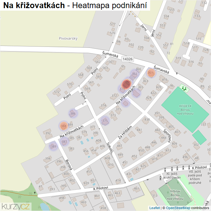 Mapa Na křižovatkách - Firmy v ulici.