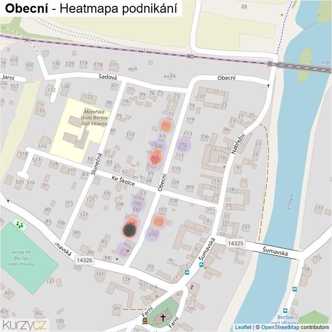 Mapa Obecní - Firmy v ulici.