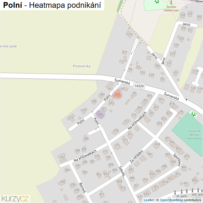 Mapa Polní - Firmy v ulici.