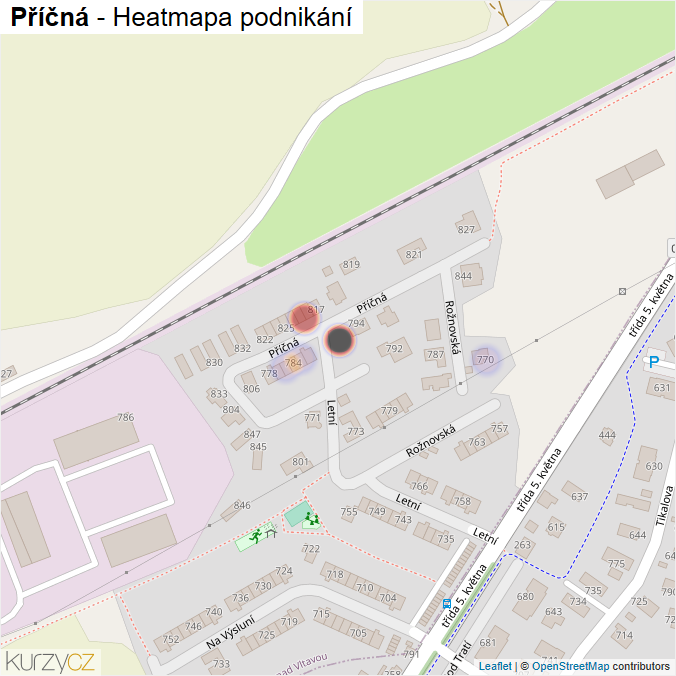 Mapa Příčná - Firmy v ulici.