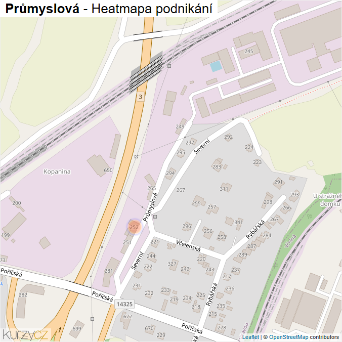 Mapa Průmyslová - Firmy v ulici.