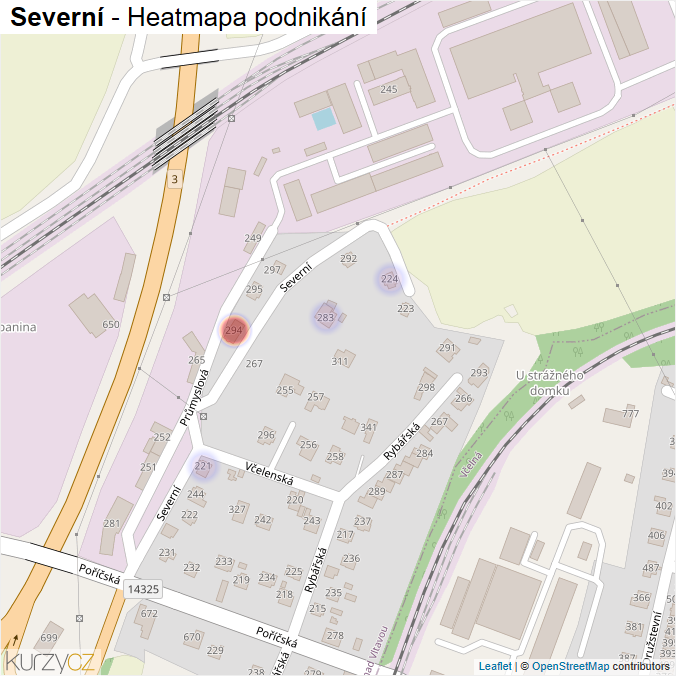 Mapa Severní - Firmy v ulici.