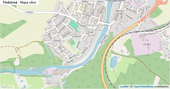 Třešňová - mapa ulice