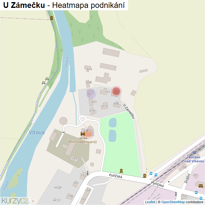 Mapa U Zámečku - Firmy v ulici.