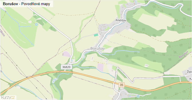 Borušov - záplavové mapy stoleté vody