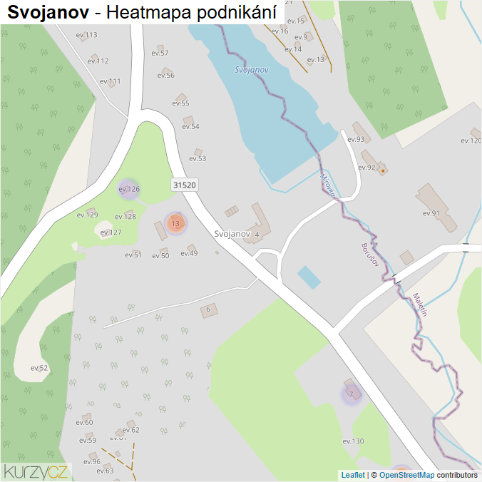 Mapa Svojanov - Firmy v části obce.