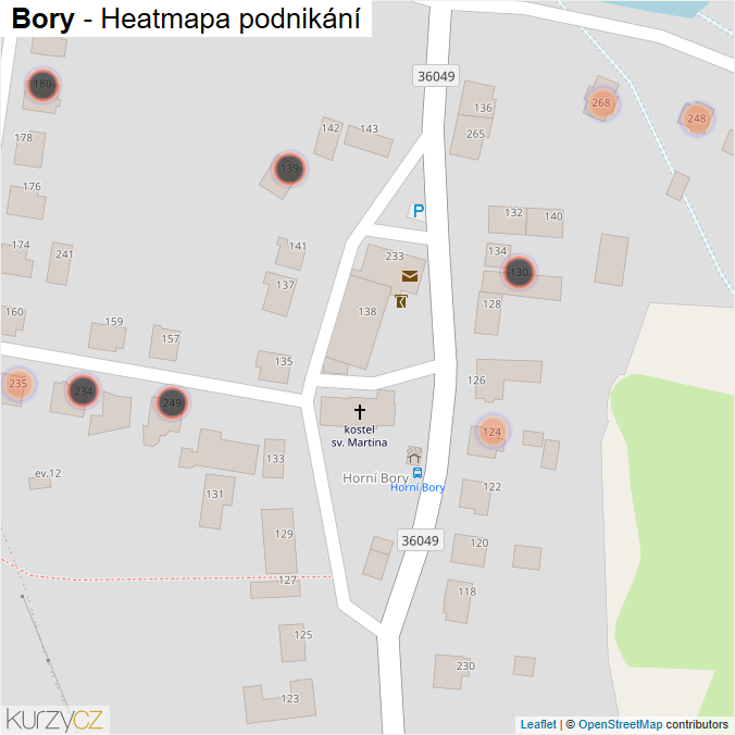 Mapa Bory - Firmy v obci.