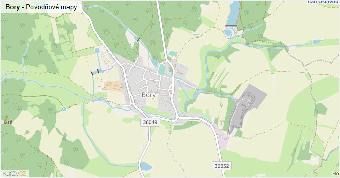 Bory - záplavové mapy stoleté vody