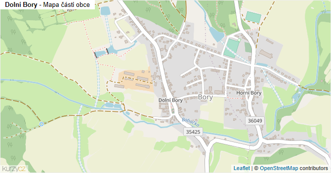 Dolní Bory - mapa části obce