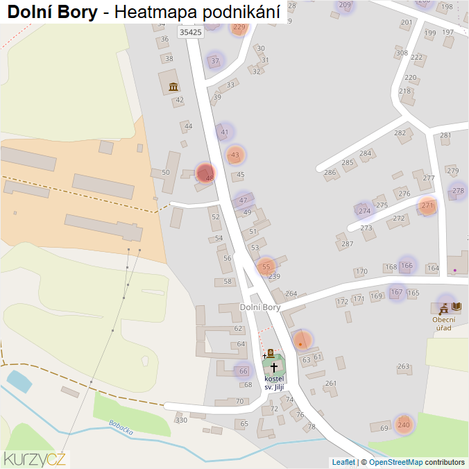 Mapa Dolní Bory - Firmy v části obce.