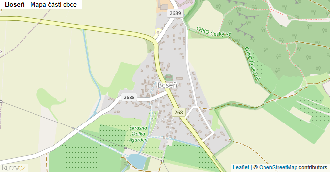 Boseň - mapa části obce