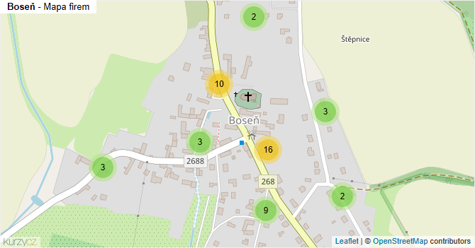 Boseň - mapa firem