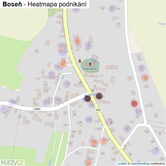 Mapa Boseň - Firmy v části obce.