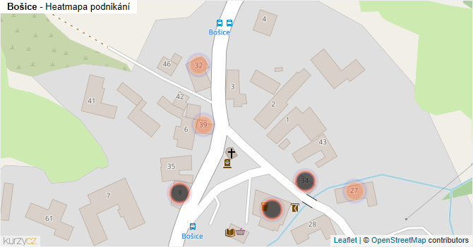 Bošice - mapa podnikání