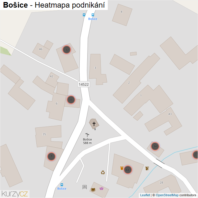 Mapa Bošice - Firmy v obci.