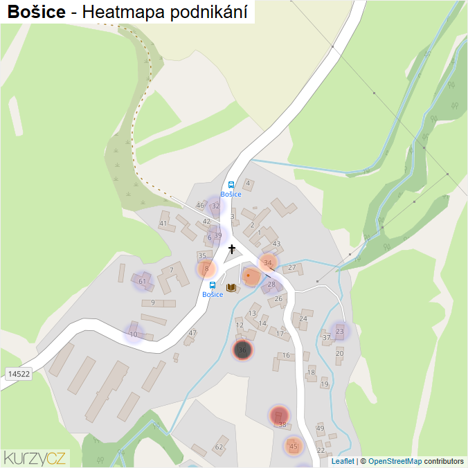 Mapa Bošice - Firmy v části obce.