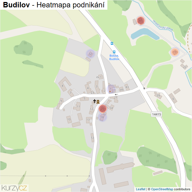 Mapa Budilov - Firmy v části obce.