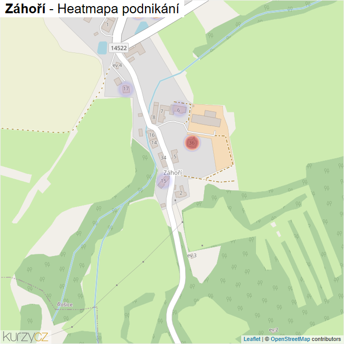 Mapa Záhoří - Firmy v části obce.