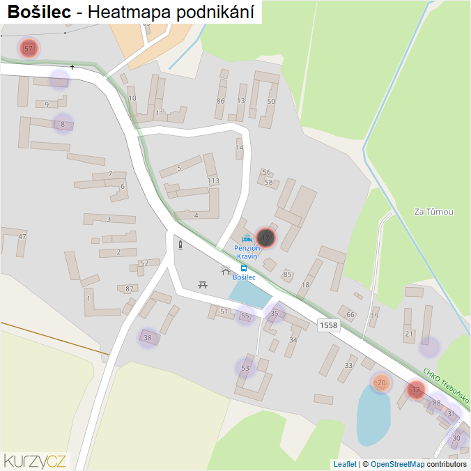 Mapa Bošilec - Firmy v části obce.