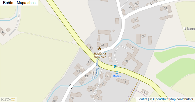 Bošín - mapa obce