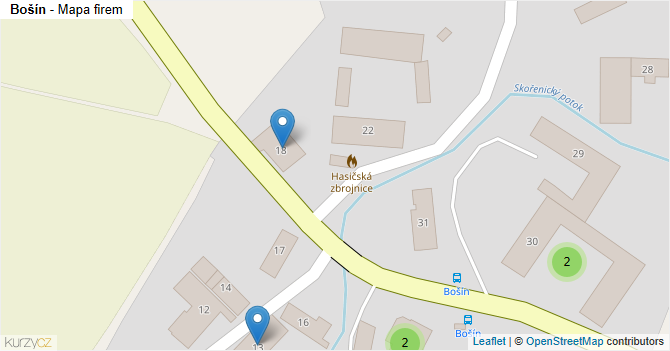 Bošín - mapa firem