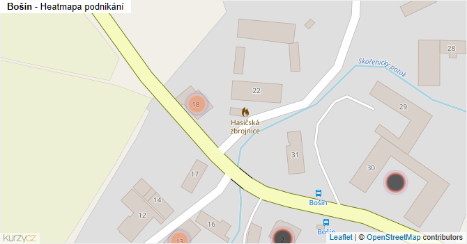 Bošín - mapa podnikání