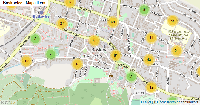 Boskovice - mapa firem