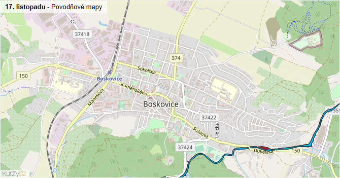 17. listopadu - záplavové mapy stoleté vody