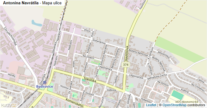 Antonína Navrátila - mapa ulice