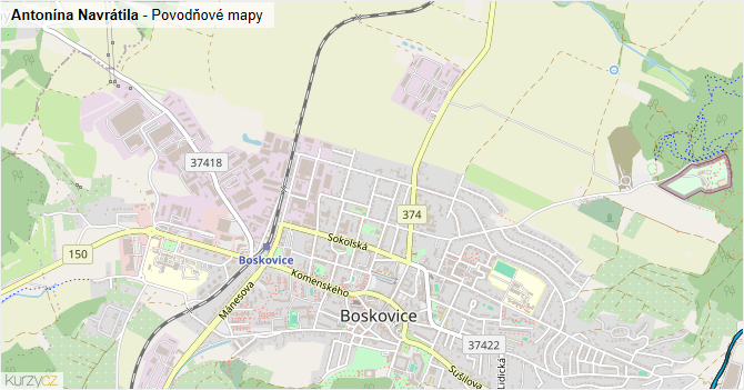 Antonína Navrátila - záplavové mapy stoleté vody