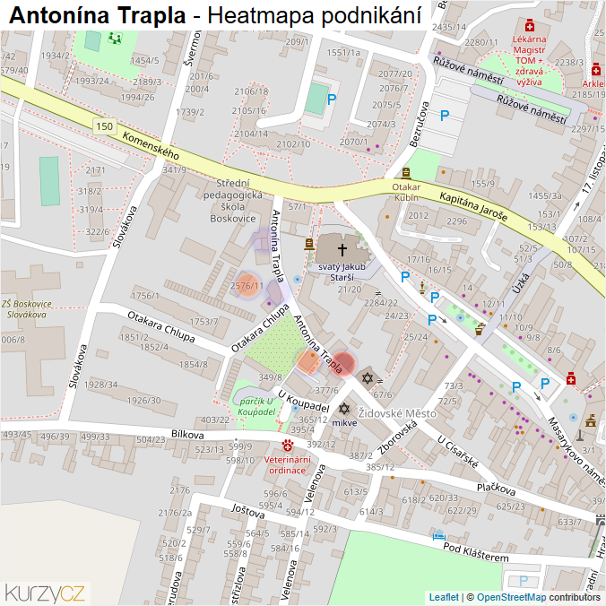 Mapa Antonína Trapla - Firmy v ulici.